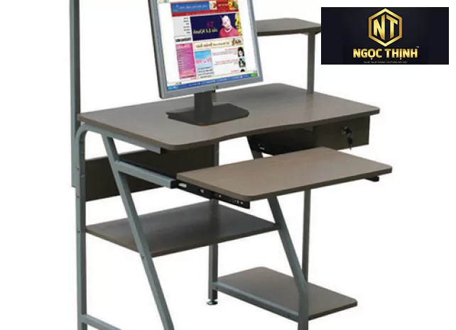 Bàn máy tính khung thép sơn tĩnh điện kết hợp gỗ BMT01